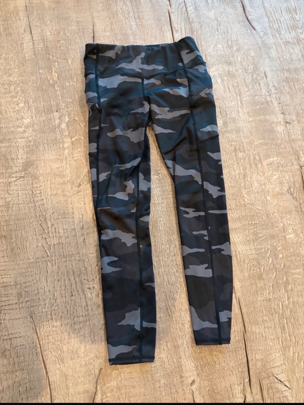 Athleta Black & Gray Camo High-Rise Leggings